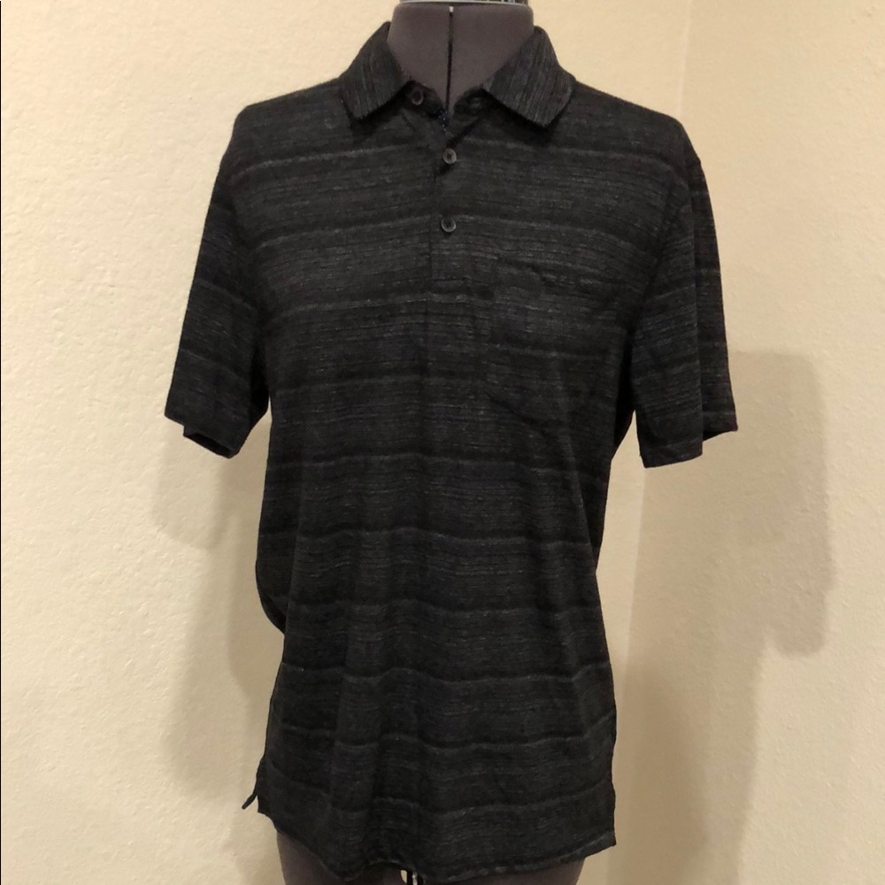 English Laundry Men's Black Striped Polo Shirt